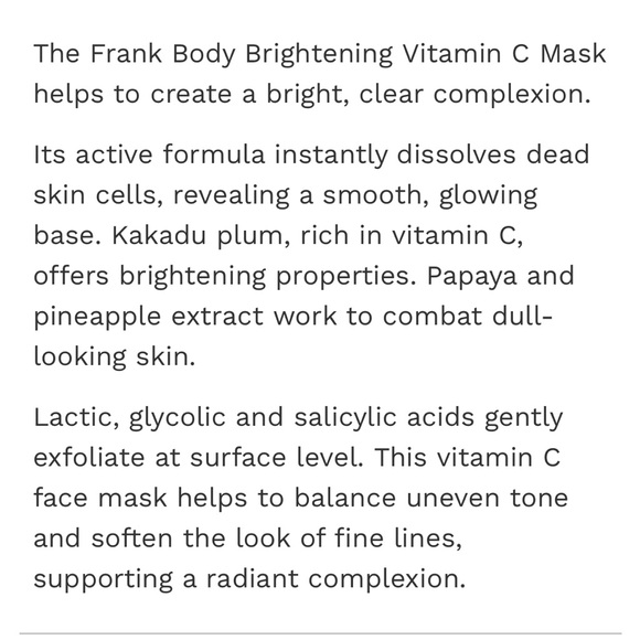 Frank Body Vitamin C Brightening Mask - NIB FULL SIZE - Picture 4 of 4